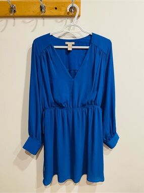 H&M Royal Blue V-Neck Long Sleeve Dress